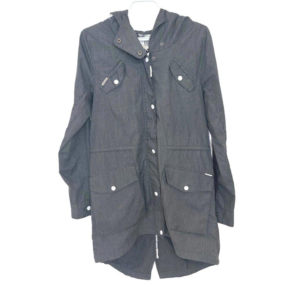 Ragwear Clancy Women Hoodie Parka Dark Gray Vegan Zipper Snap Button Closure - M